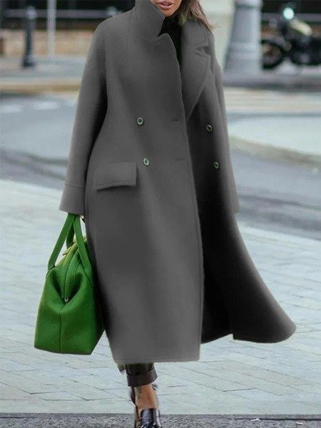 Gwenaelle | Manteau Long Femme à Double Boutonnage avec Col Classique
