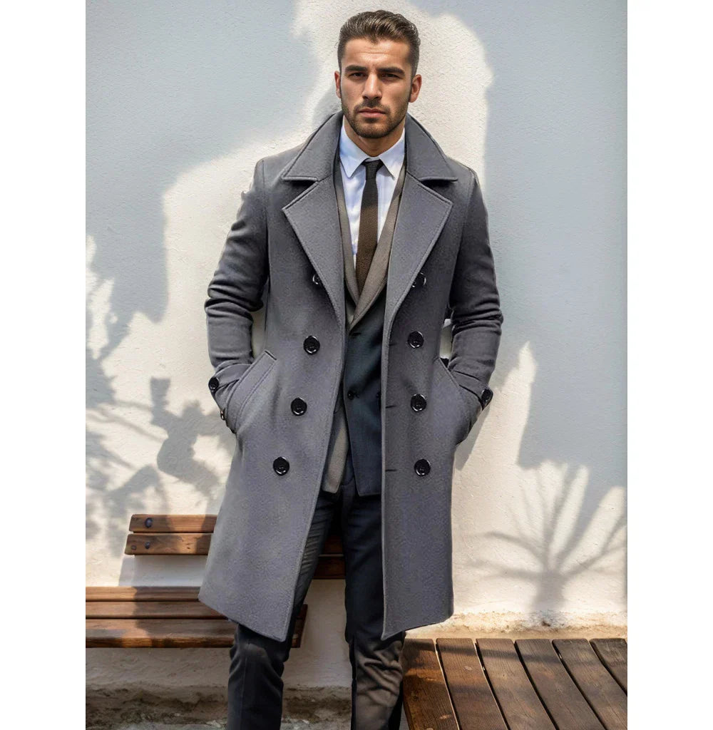 Nicolien | Manteau Homme Long Élégant et Moderne à Double Boutonnage