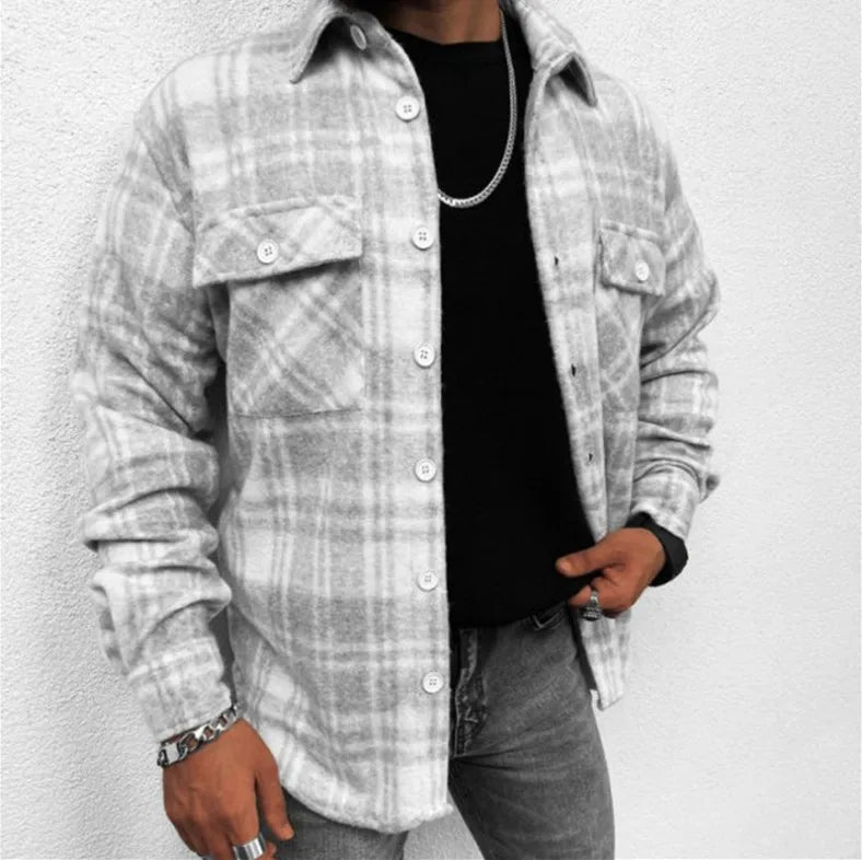 Chemise Homme Flanelle à Col Montant | Confort et Style Casual
