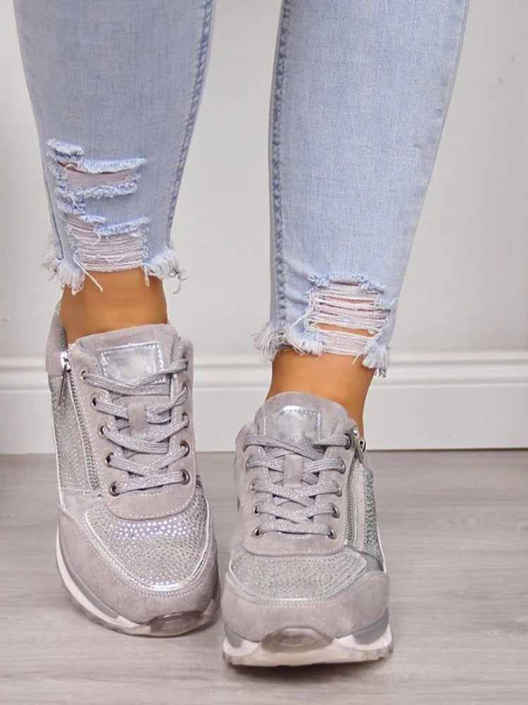 Fanny | Baskets Femme Plateforme avec Zip Latéral et Lacets, Confortables et Stylées