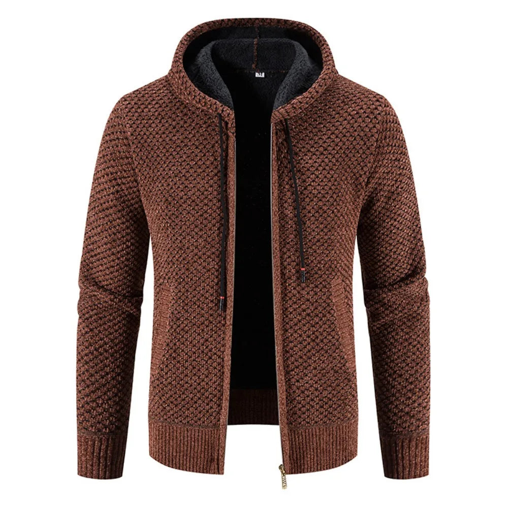 Emmanuel | Veste Cardigan Homme Doublée avec Capuche et Fermeture Éclair