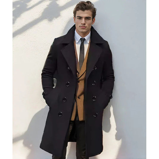 Nicolien | Manteau Homme Long Élégant et Moderne à Double Boutonnage