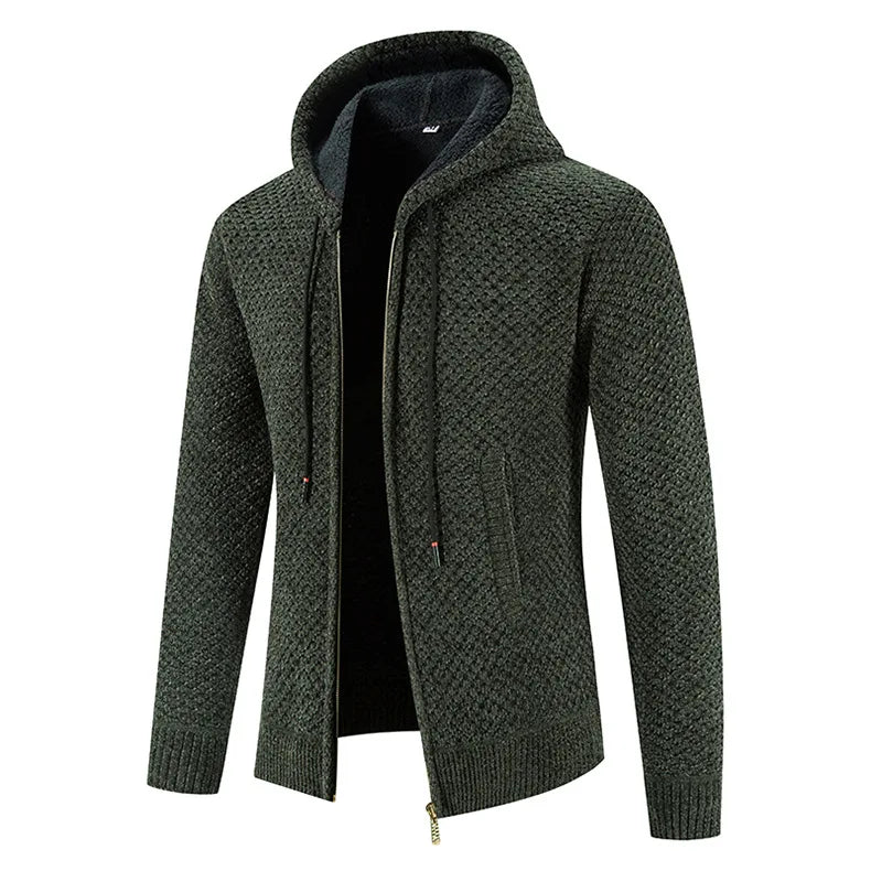 Emmanuel | Veste Cardigan Homme Doublée avec Capuche et Fermeture Éclair