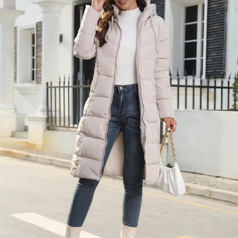 Annabelle | Manteau Long Duvet pour Femme avec Capuche à Cordon et Fermeture Zippée