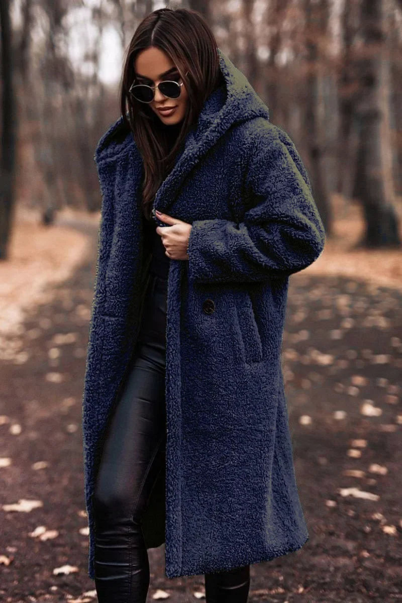 Gala | Manteau Long Femme en Peluche avec Capuche