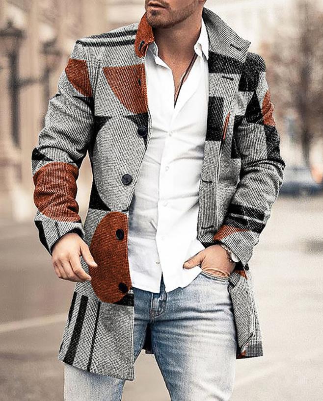Tristan | Manteau Homme à Carreaux Style Chic avec Col Revers et Boutons