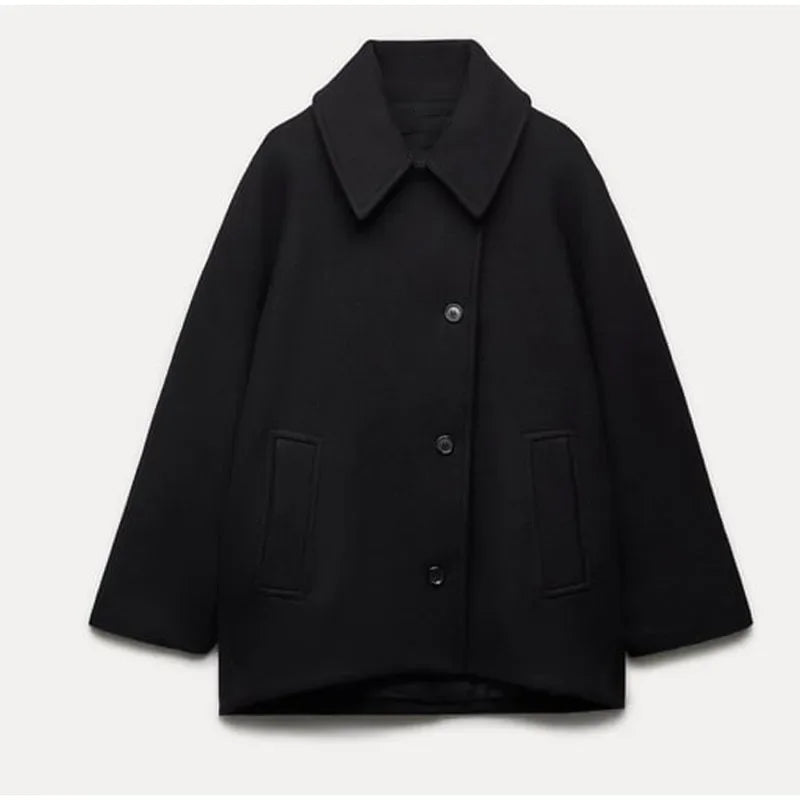 Gaudeline | Manteau Court Femme en Laine Synthétique avec Boutons Classiques