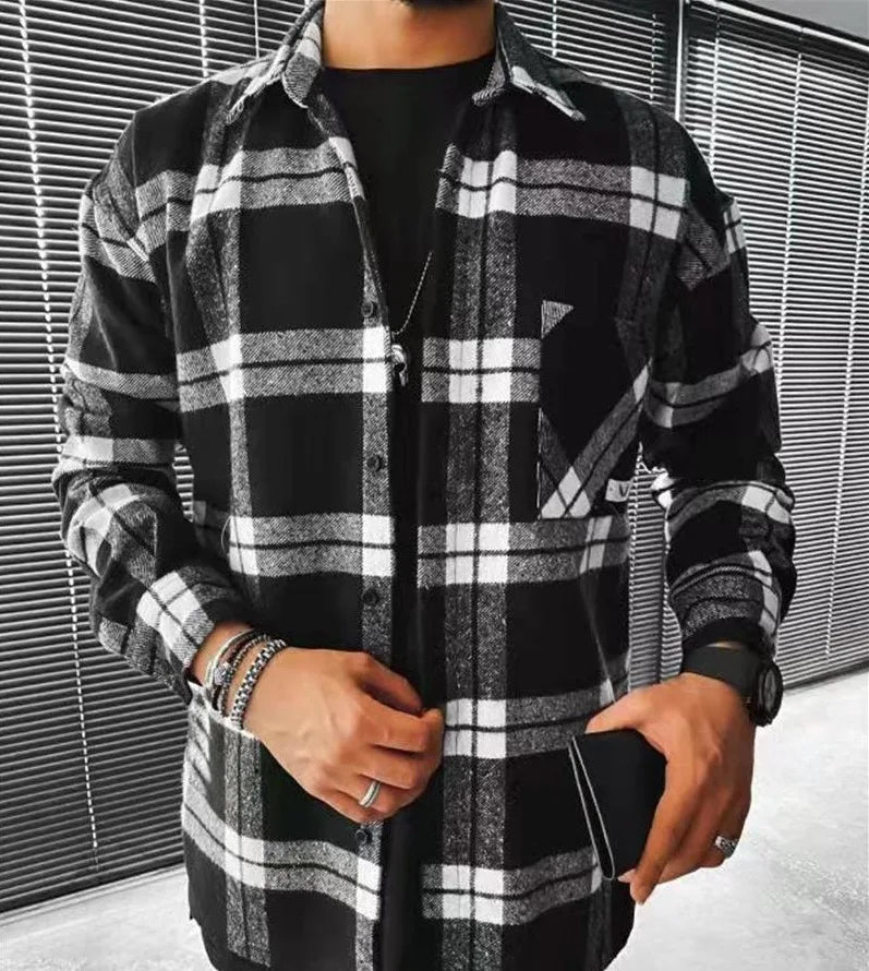 Chemise Homme Flanelle à Col Montant | Confort et Style Casual