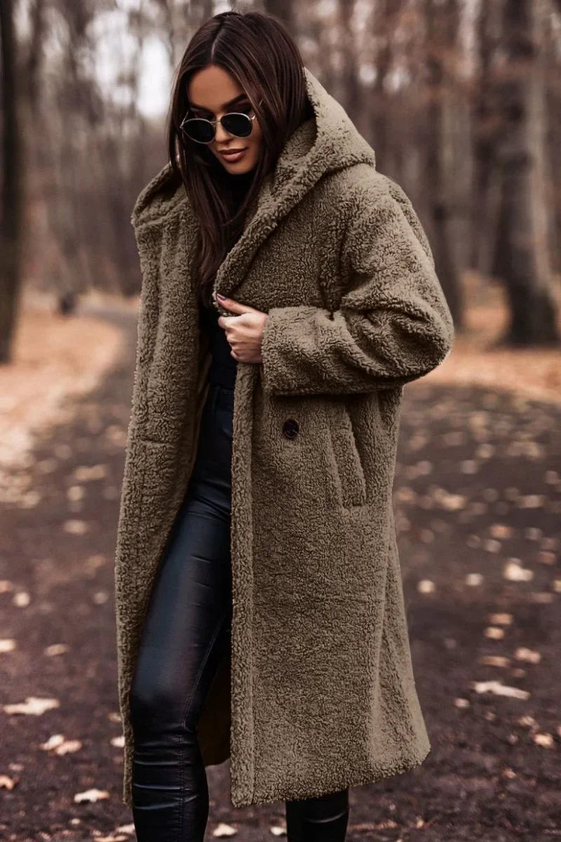 Gala | Manteau Long Femme en Peluche avec Capuche