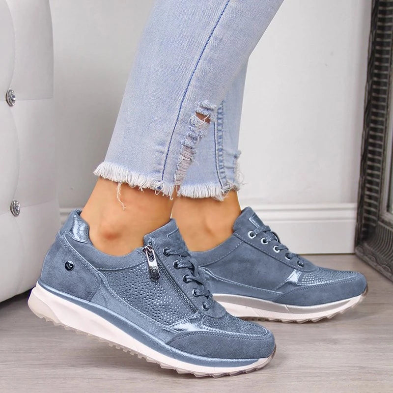 Fanny | Baskets Femme Plateforme avec Zip Latéral et Lacets, Confortables et Stylées
