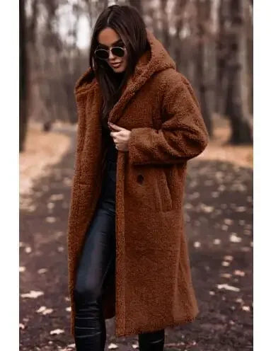 Gala | Manteau Long Femme en Peluche avec Capuche