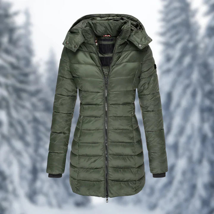 Ysabeau | Manteau d’Hiver Long Femme Padded Zippé Classique