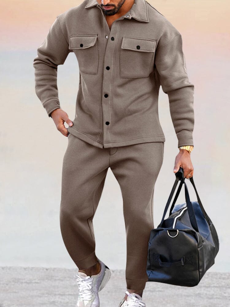 Ensemble Sweat-Shirt Chemise et Pantalon Droit Homme
