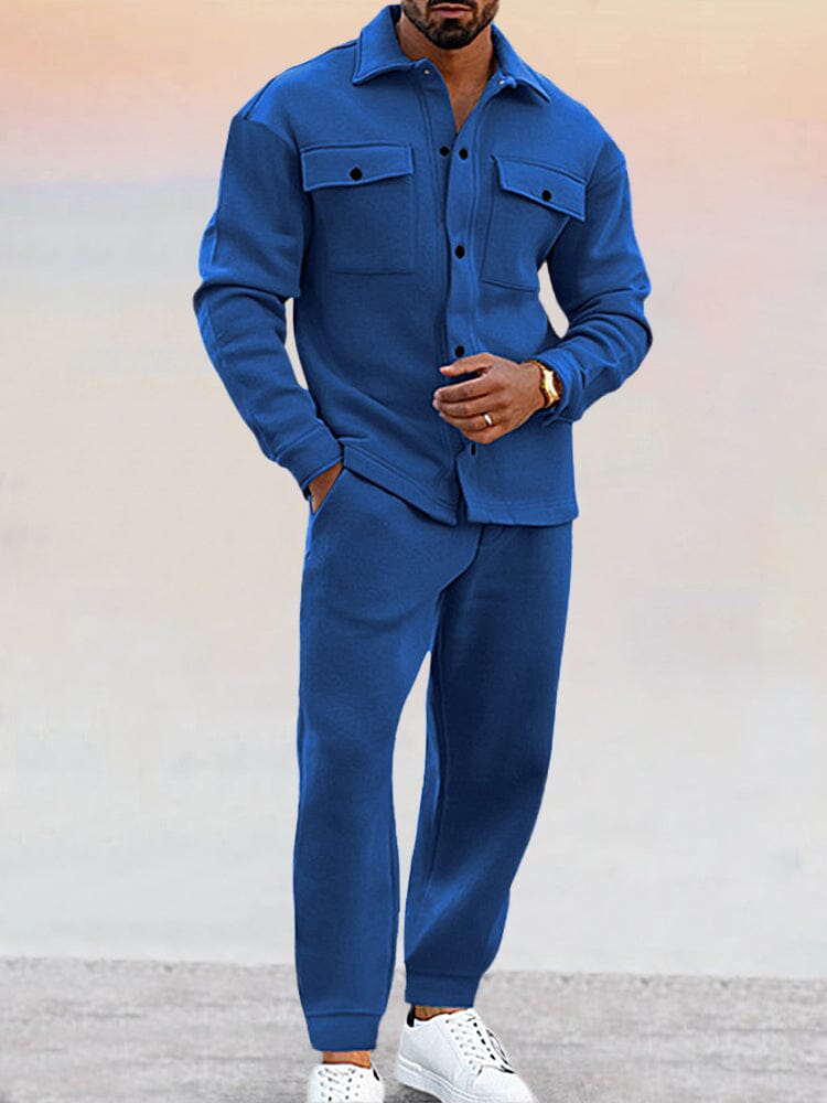 Ensemble Sweat-Shirt Chemise et Pantalon Droit Homme
