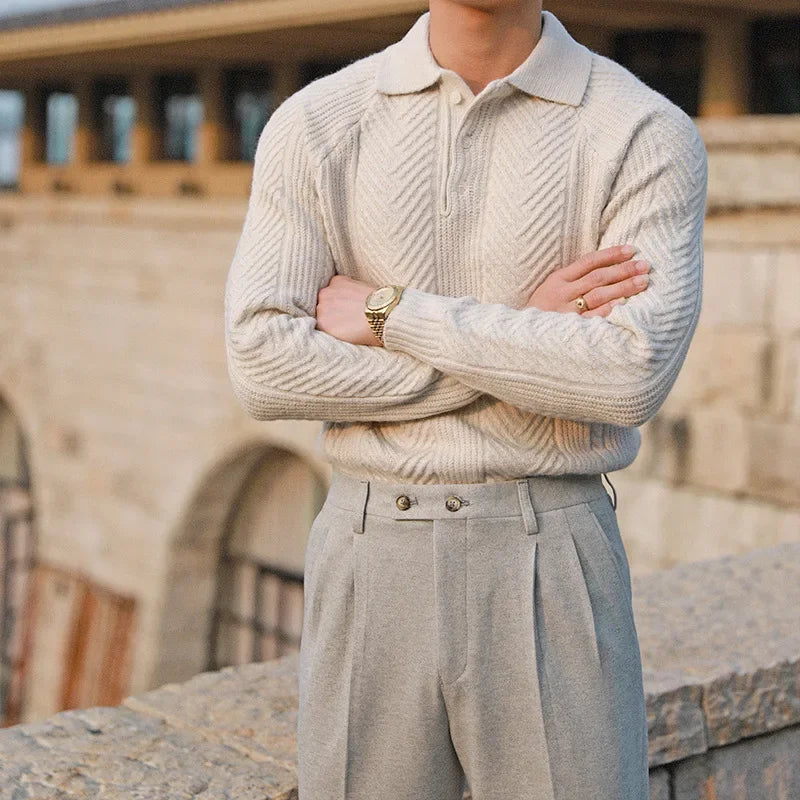 Pull en cachemire pour homme avec col polo – Chic, Doux & Confortable