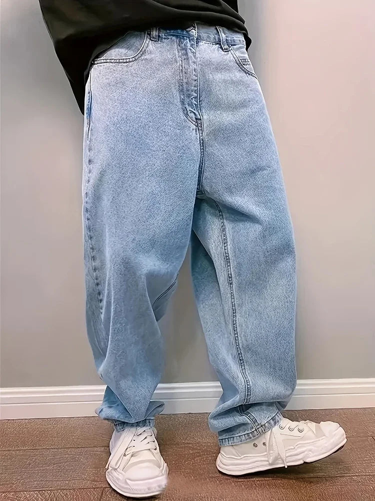 Jeans Homme Baggy | Streetwear Décontracté avec Chevilles Élastiques