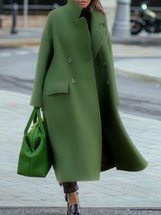 Gwenaelle | Manteau Long Femme à Double Boutonnage avec Col Classique