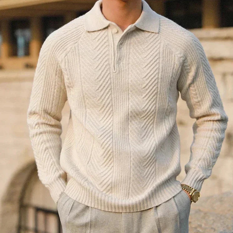 Pull en cachemire pour homme avec col polo – Chic, Doux & Confortable