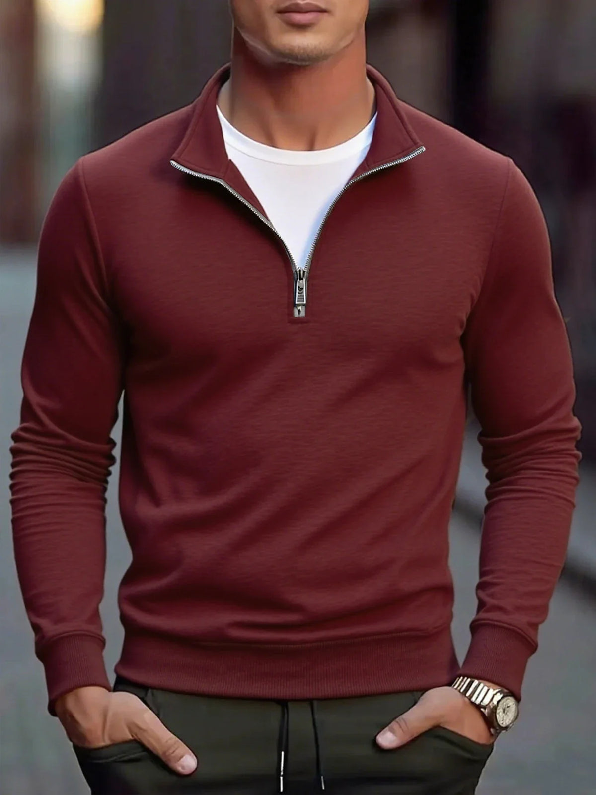 Pull Homme Zip Court Col Montant | Trui Casual Confortable et Moderne