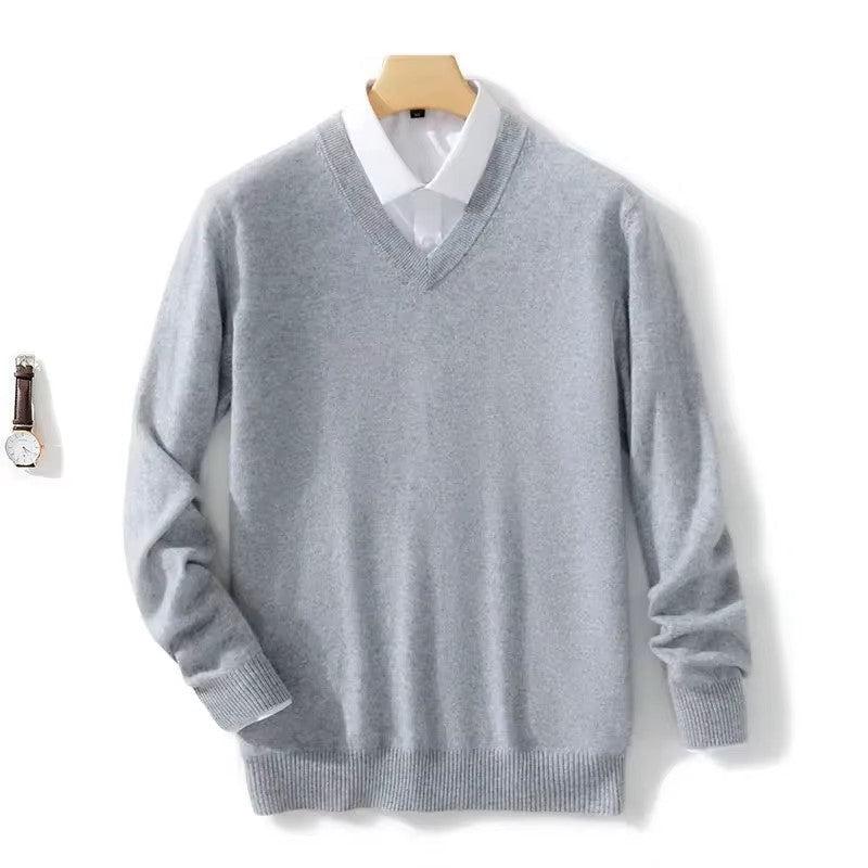 Pull Homme en Cachemire avec Col V – Luxueux, Confortable & Élégant
