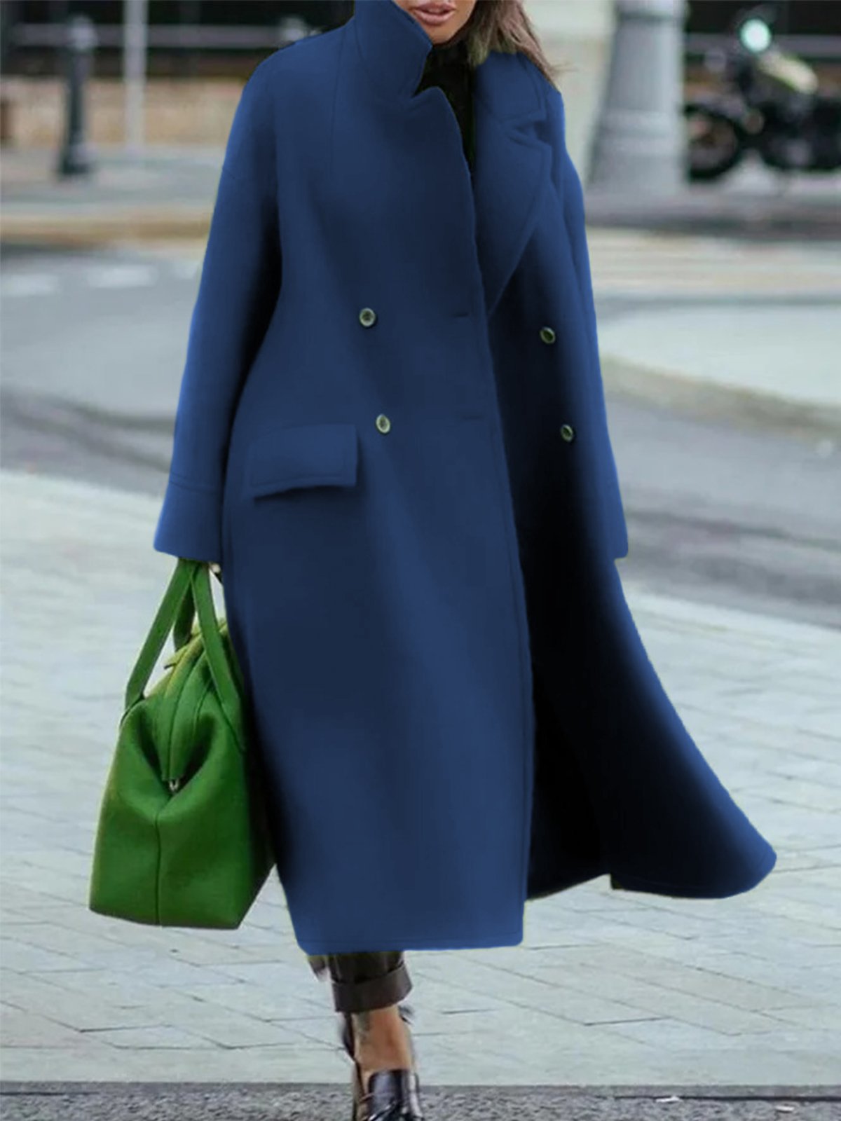 Gwenaelle | Manteau Long Femme à Double Boutonnage avec Col Classique