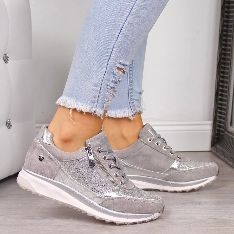 Fanny | Baskets Femme Plateforme avec Zip Latéral et Lacets, Confortables et Stylées