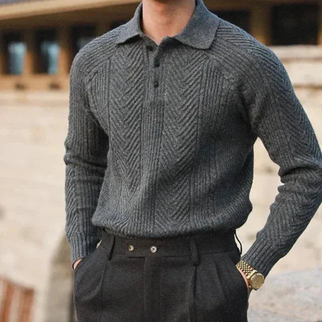 Pull en cachemire pour homme avec col polo – Chic, Doux & Confortable