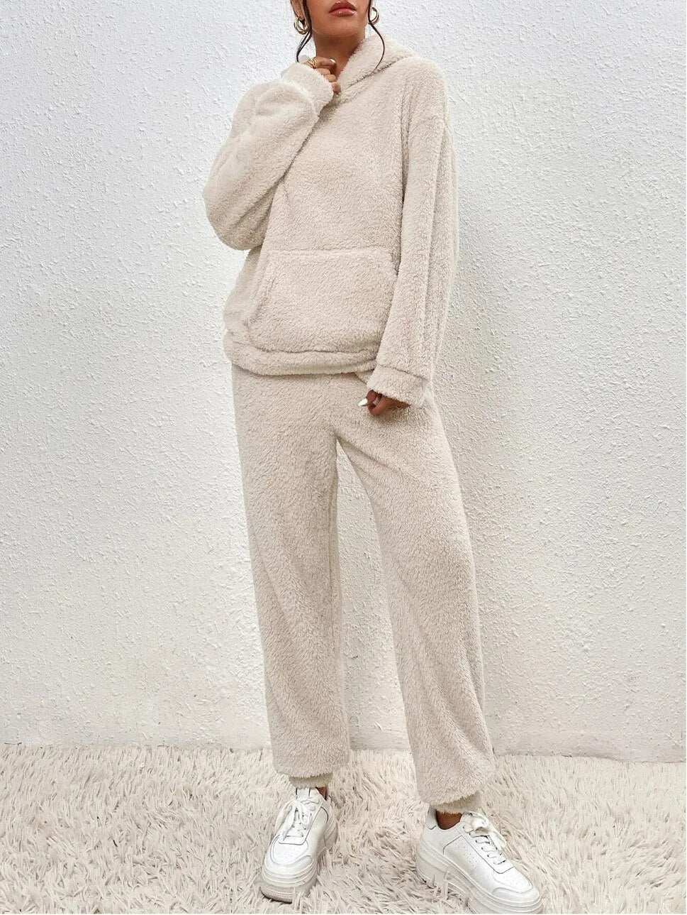 Soline | Ensemble Teddy Doux Femme avec Hoodie Chaud et Pantalon de Jogging