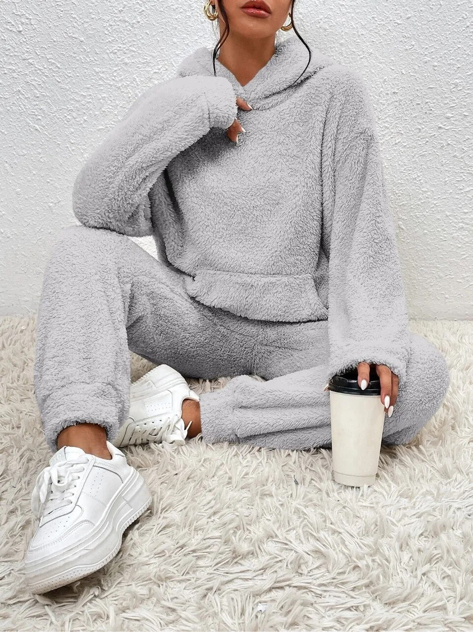Soline | Ensemble Teddy Doux Femme avec Hoodie Chaud et Pantalon de Jogging