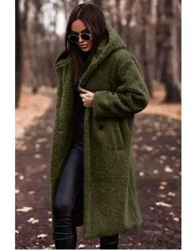 Gala | Manteau Long Femme en Peluche avec Capuche