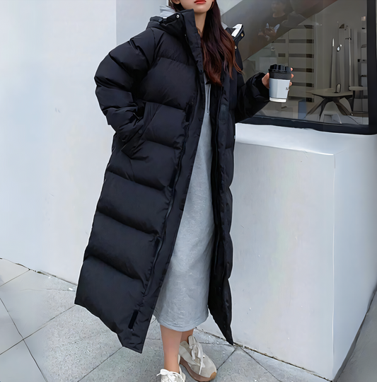 Rachelle | Manteau d’Hiver Long Matelassé Femme Couleur Unie Chaud et Léger
