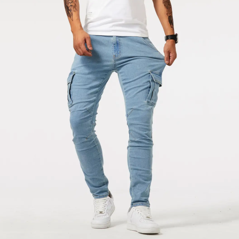 Pantalon cargo en jean à coupe slim – Moderne, fonctionnel & confortable