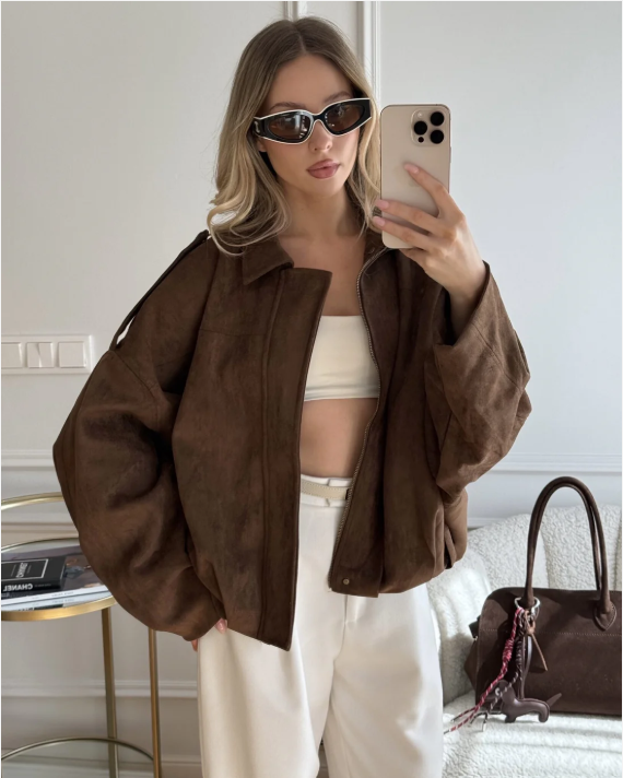Oversized Velours Jacket Femme | Veste Chic et Confortable pour l’Automne