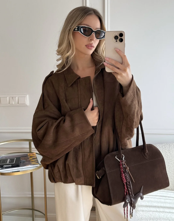 Oversized Velours Jacket Femme | Veste Chic et Confortable pour l’Automne