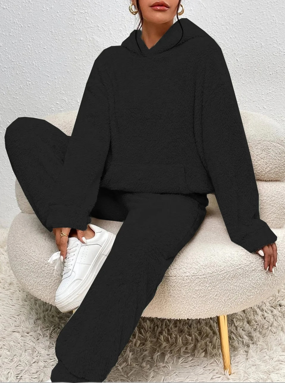Soline | Ensemble Teddy Doux Femme avec Hoodie Chaud et Pantalon de Jogging