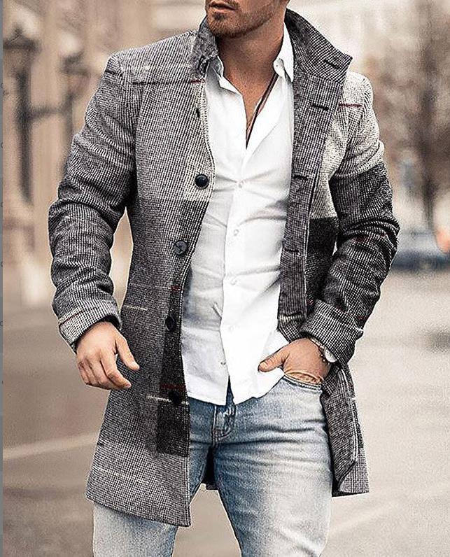 Tristan | Manteau Homme à Carreaux Style Chic avec Col Revers et Boutons