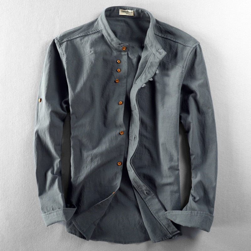 Chemise à manches longues avec col montant – Élégante, moderne & polyvalente