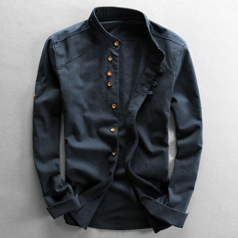 Chemise à manches longues avec col montant – Élégante, moderne & polyvalente