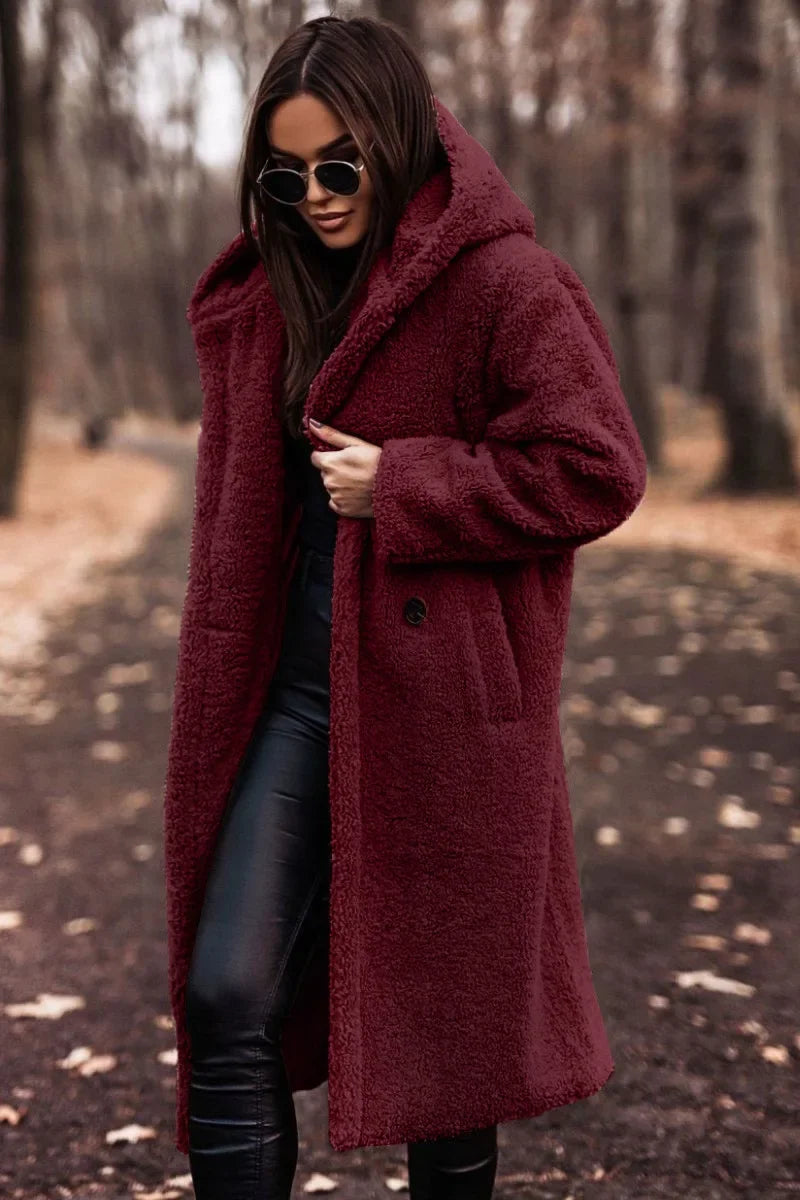 Gala | Manteau Long Femme en Peluche avec Capuche