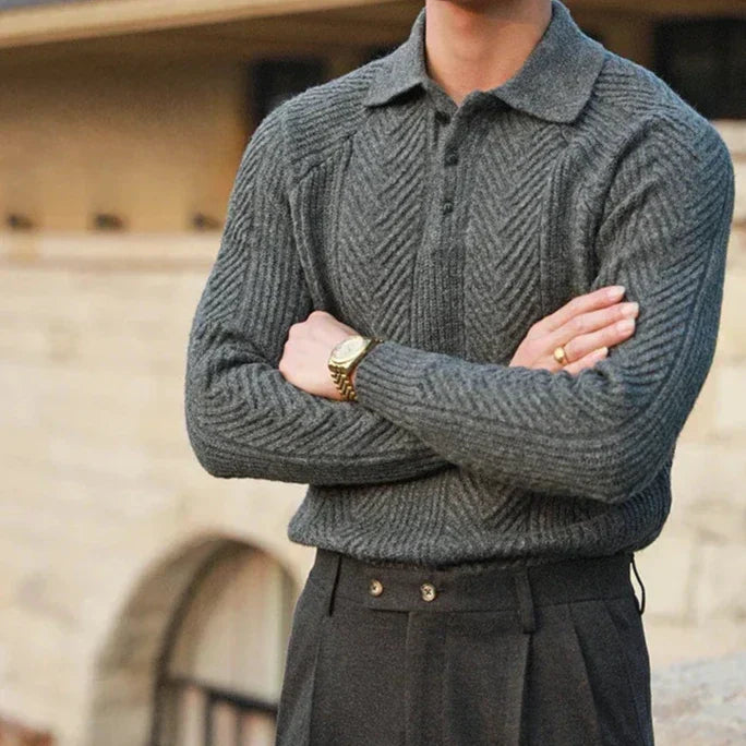 Pull en cachemire pour homme avec col polo – Chic, Doux & Confortable
