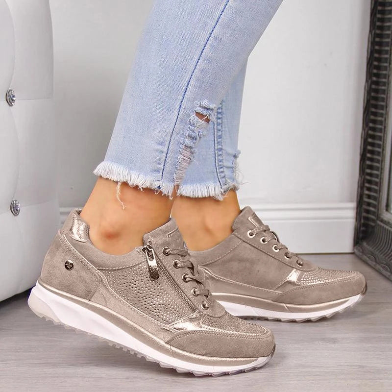 Fanny | Baskets Femme Plateforme avec Zip Latéral et Lacets, Confortables et Stylées