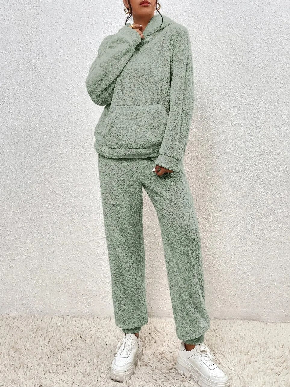 Louise | Ensemble lounge Teddy femme – Sweat à capuche et jogging assorti chaud et confortable
