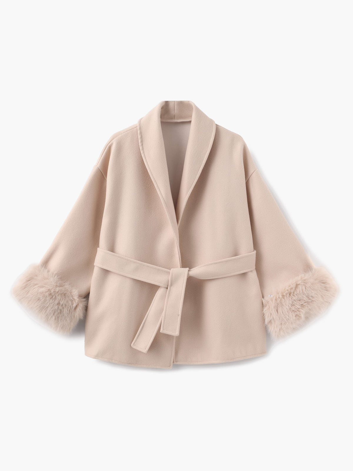 Damen Wickelmantel mit Fellärmeln | Elegante Herbstwärme & luxuriöse Statement-Details