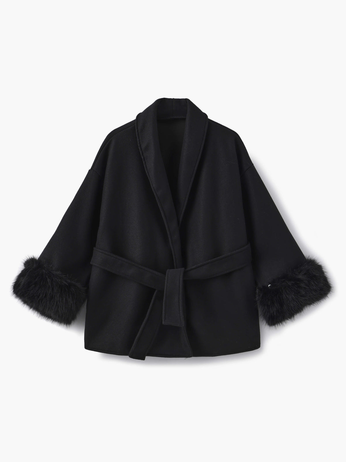 Damen Wickelmantel mit Fellärmeln | Elegante Herbstwärme & luxuriöse Statement-Details