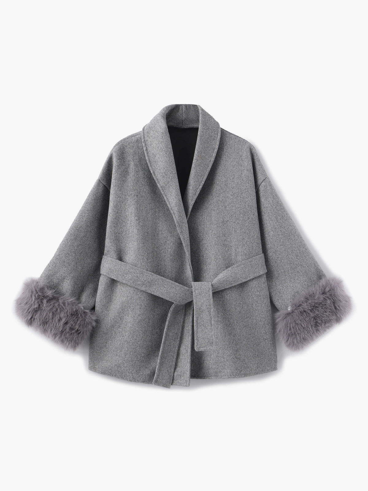 Damen Wickelmantel mit Fellärmeln | Elegante Herbstwärme & luxuriöse Statement-Details