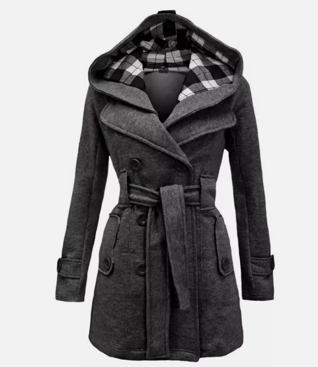 Trench Coat Femme à Capuche | Boutons Avant & Ceinture à Nouer | Élégant et Pratique