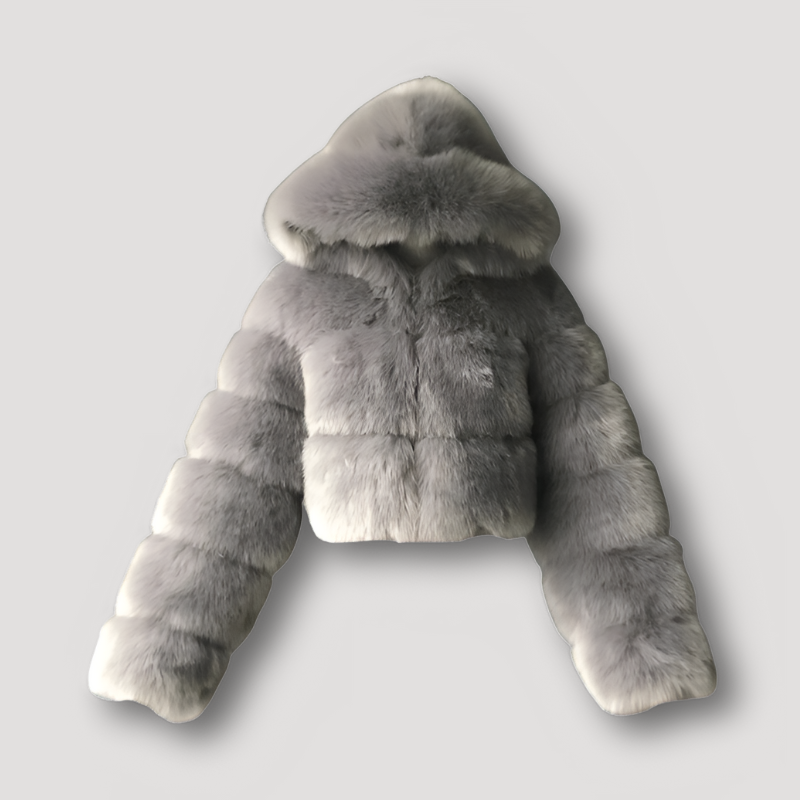 Cropped Hoodie en Peluche Synthétique | Luxe Doux & Confortable | Fermeture Éclair Complète