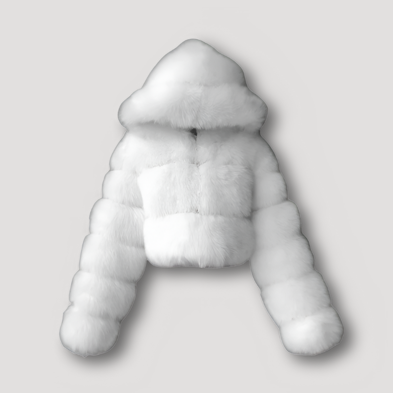 Cropped Hoodie en Peluche Synthétique | Luxe Doux & Confortable | Fermeture Éclair Complète