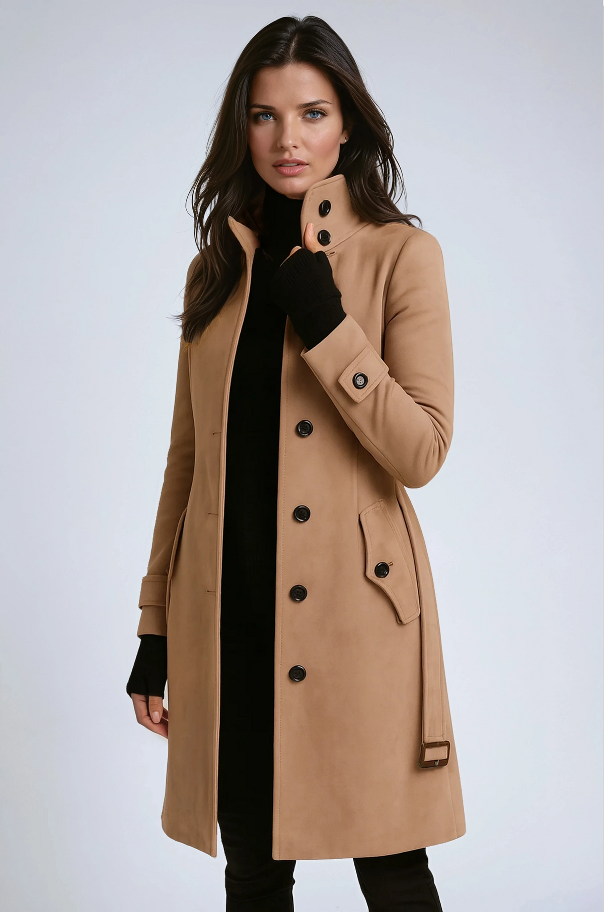 Manteau Long Unisexe à Col Haut | Élégance et Chaleur Hivernale