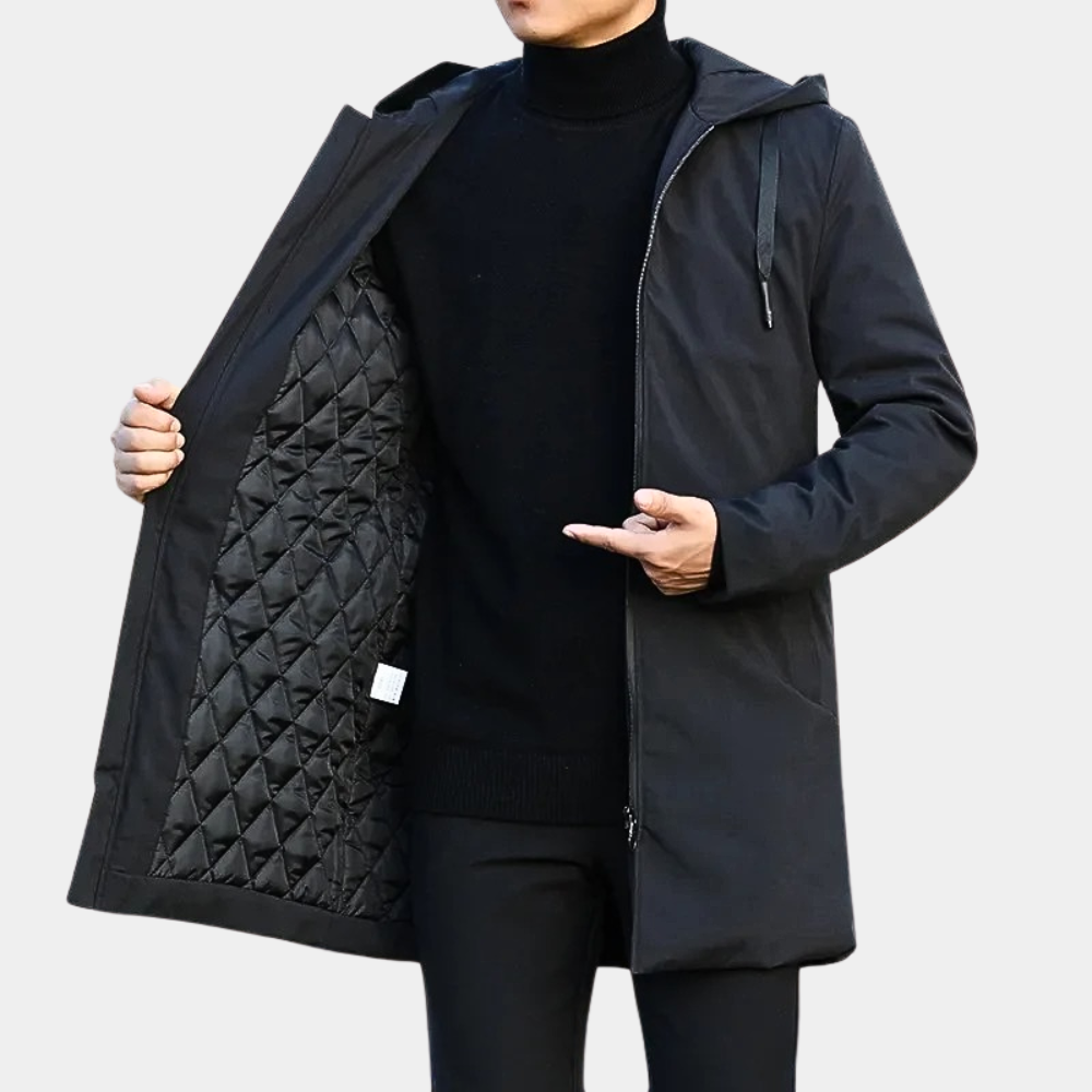 Everett | Manteau homme doublé à capuche – Veste d’hiver chaude et coupe-vent